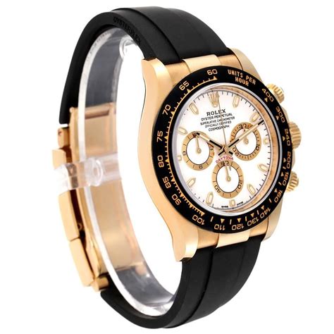 rolex daytona yellow gold rubber strap|Rolex rubber strap for sale.